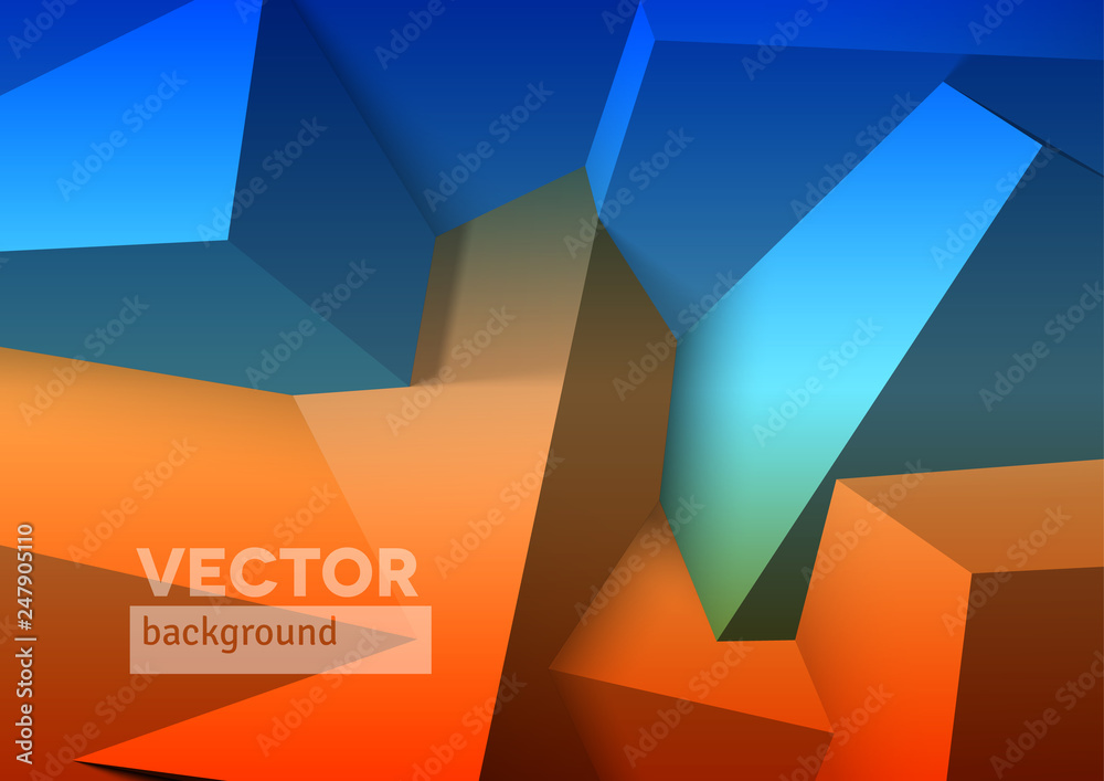 Poster abstract background with overlapping blue and orange cubes