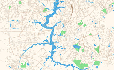 Chesapeake Virginia printable map excerpt - obrazy, fototapety, plakaty