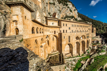 Monastery of Sacred Cave (Sacro Speco) of Saint Benedict in Subiaco, province of Rome, Lazio,...
