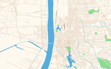 Fototapeta na wymiar Baton Rouge Louisiana printable map excerpt