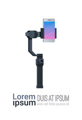 3-axis new generation stabilizer for smartphone device mobile gimbal and smart phone copy space flat vertical isolated