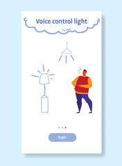 smarthome modern lamp controlled by man smart light recognizes commands voice control concept sketch flow style vertical