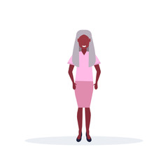 happy elderly woman smiling senior african american lady standing pose female cartoon character full length flat isolated