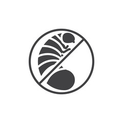 No larva pests vector icon. filled flat sign for mobile concept and web design. Stop larva insects simple solid icon. Symbol, logo illustration. Pixel perfect vector graphics