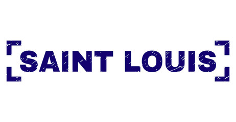 SAINT LOUIS caption seal imprint with corroded texture. Text caption is placed between corners. Blue vector rubber print of SAINT LOUIS with corroded texture.