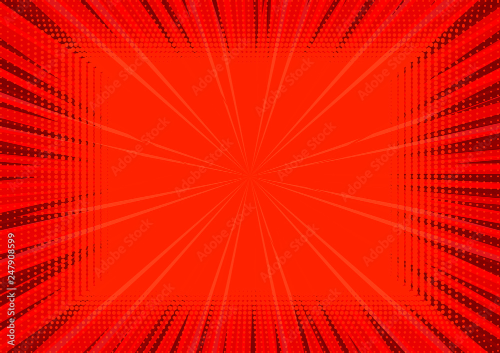 Aufkleber abstract comic red background for style pop art design. retro burst template backdrop. light rays ef