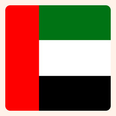 United Arab Emirates square flag button, social media communication sign, business icon.