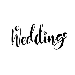 Wedding. Hand drawn modern brush lettering. Vector illustration.