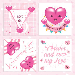 kawaii cute love badge card pack
