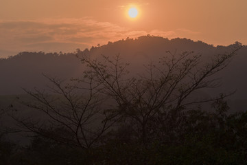 Fototapeta na wymiar beautiful mountain landscape at sunset for background