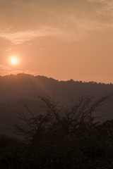 beautiful mountain landscape at sunset for background