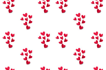 Red paper hearts on white background concept of Valentine's day