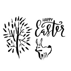 Happy Easter. Handdrawn modern brush lettering. Vector illustration.