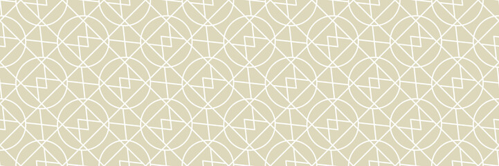 Geometric seamless pattern. White ornament on olive green long background