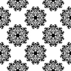 Floral seamless pattern. Black and white decorative background