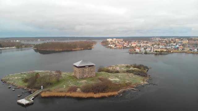 Aerial video of Godnatt in Karlskrona, Sweden