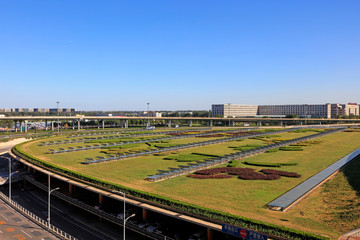 Solar panels and green space