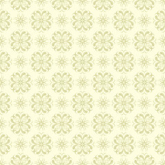 Olive green design wih flowers. Seamless pattern