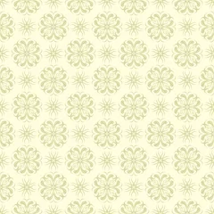 Foto auf Glas Olive green design wih flowers. Seamless pattern © Liudmyla