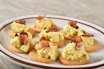 Deviled egg and bacon appetizer
