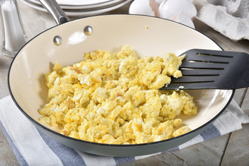 Scrambled eggs in a skillet