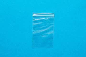 Clear ziplock bags, refrigerator bag on blue background