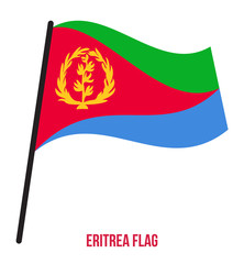 Fototapeta premium Eritrea Flag Waving Vector Illustration on White Background. Eritrea National Flag.