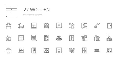 wooden icons set
