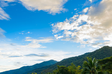View of the mountain range and blue sky and cloud