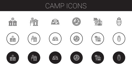 camp icons set