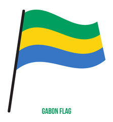Gabon Flag Waving Vector Illustration on White Background. Gabon National Flag.