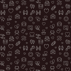 St. Valentine's Day vector concept seamless pattern or background in outline style