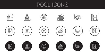 pool icons set