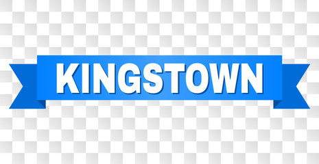 KINGSTOWN text on a ribbon. Designed with white title and blue stripe. Vector banner with KINGSTOWN tag on a transparent background.