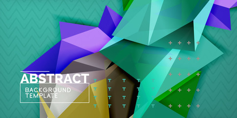 Vector triangular 3d geometric shapes background, modern poster design