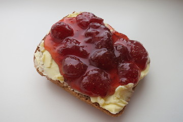 sandwich with butter and strawberry