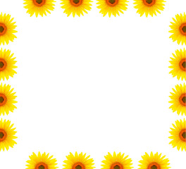 Blank white page decorated with sunflowers