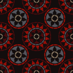 Polka dot seamless pattern. Mosaic of ethnic figures. Geometric background. Can be used for wallpaper, textile, invitation card, web page background.