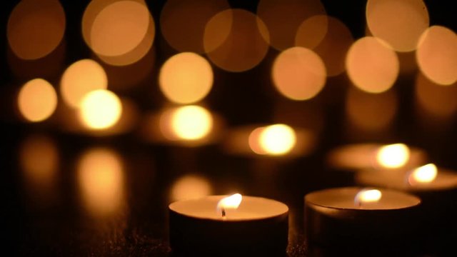 Candles on Dark Background for Thanksgiving, Valentines Day, Happy Birthday, Memorials, Festive, Christmas and Romance