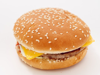 fast food small burger on white background