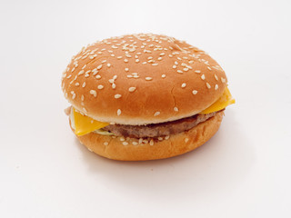 fast food small burger on white background