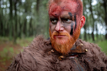 Real viking with many trees around