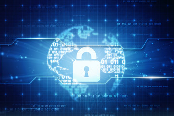 2d illustration Safety concept: Closed Padlock on digital background