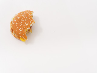 fast food bitten burger on white background