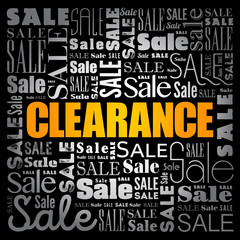 Clearance sale word cloud collage, business concept background