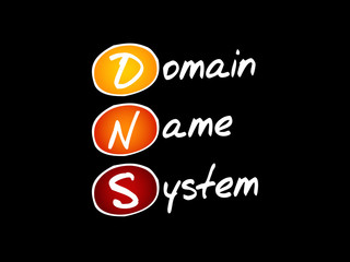 DNS - Domain Name System acronym, technology concept background