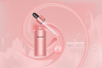 Beauty product, pink cosmetic container with advertising background ready to use, luxury skin care ad, illustration vector.	