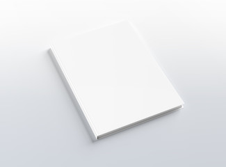 Blank hardcover book mockup on white 3D rendering