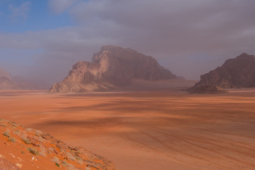 Fototapeta na wymiar Jordanian desert in Wadi Rum, Jordan