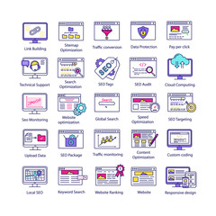 SEO color icons set